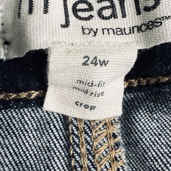 Maurices Mid Fit Mid Rise Crop Jeans Plus 24W (46x20) Dark Blue Button Fly Women - Picture 5 of 10